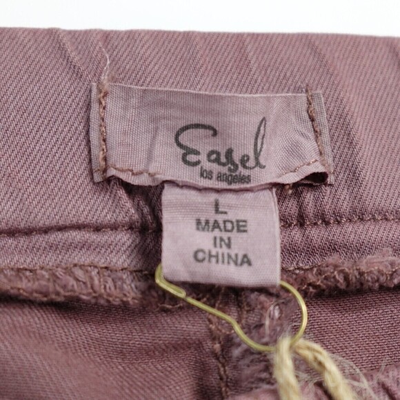 Easel Los Angeles Pants Womens Large Pink Pull-On Skinny Jeggings Raw-Hem - Picture 3 of 15